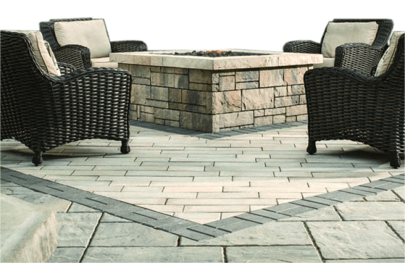 Paving stones around a firepit