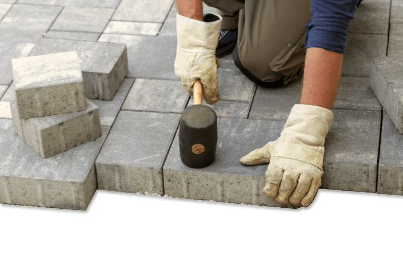 Paving stones around a firepit